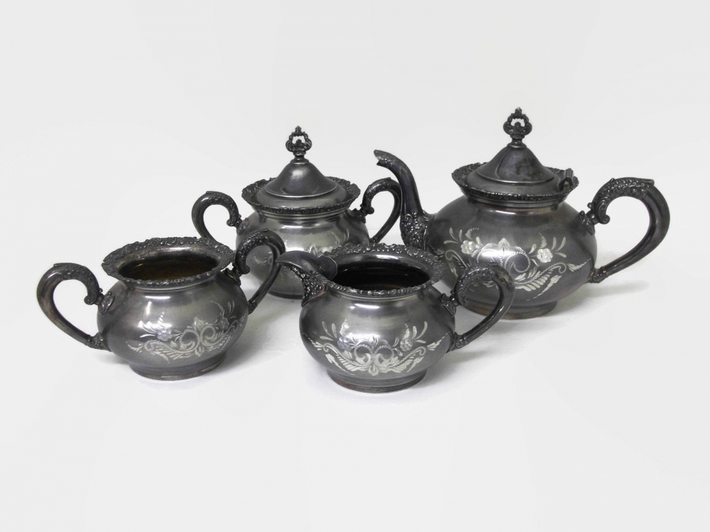 Antique silver plated tea set hotsell