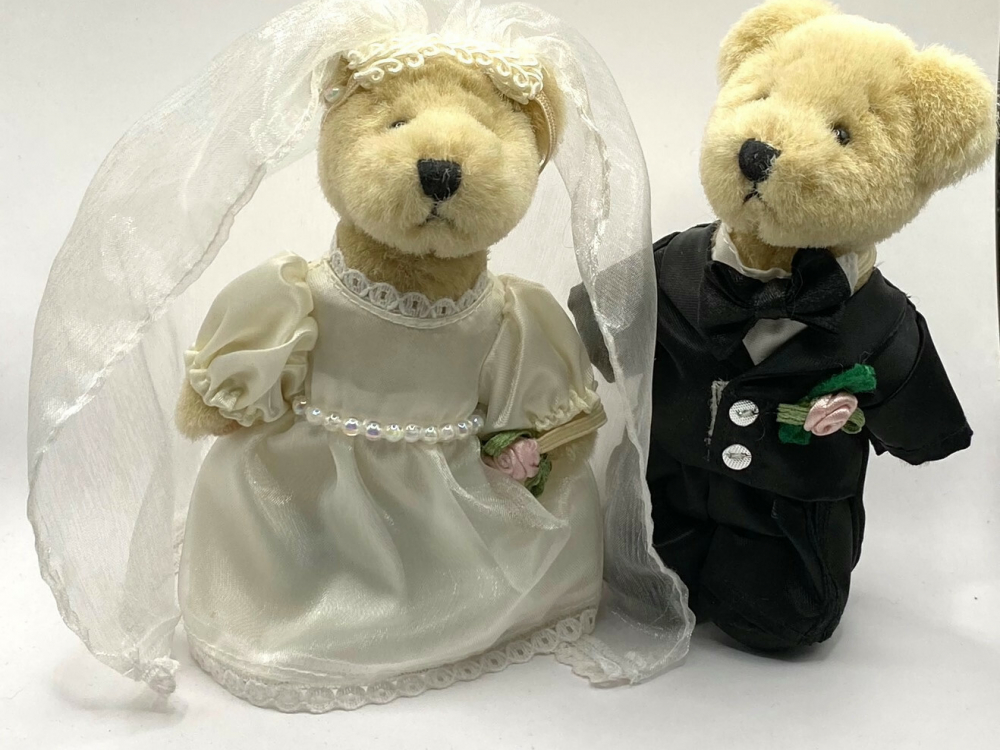 Vintage Ganz 2000 Bride and Groom Bears Stuffed Bear Wedding Plushies Plushie Teddy Bear Set Felt in My Heart Vintage
