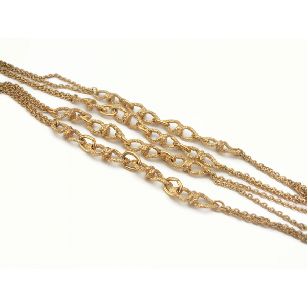 Vintage Crown Trifari Long Gold Chain Link Necklace Layering Necklace