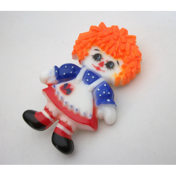 Vintage Hallmark Raggedy Ann Pin Plastic Brooch