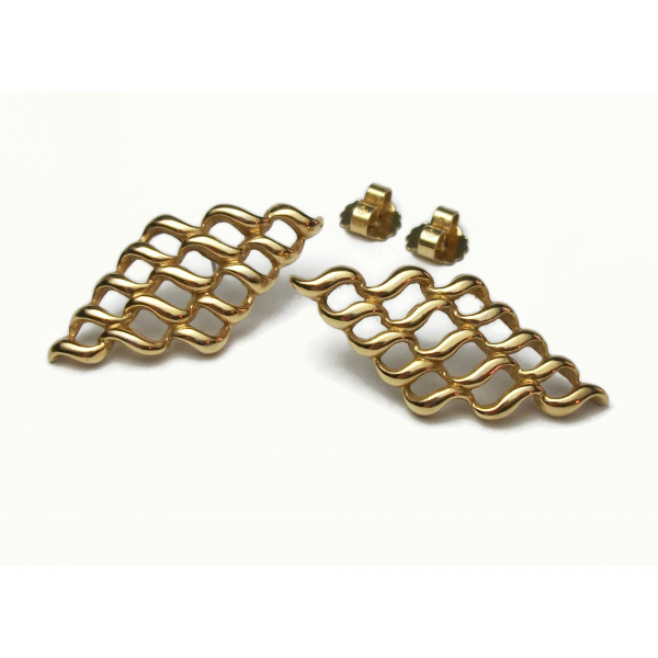 Vintage Avon Big Gold Lattice Earrings for Pierced Ears Openwork Large Earrings