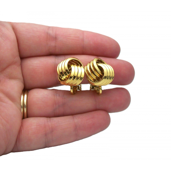 Vintage Gold Knot Clip on Earrings Vintage Jewelry 3D Textured Knot Shaped