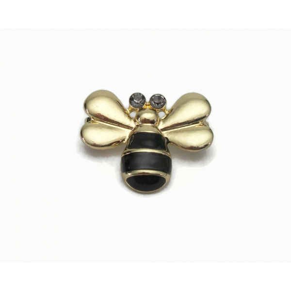 Vintage Gold and Black Enamel Bee Brooch Small Bumblebee Pin Lapel Pin