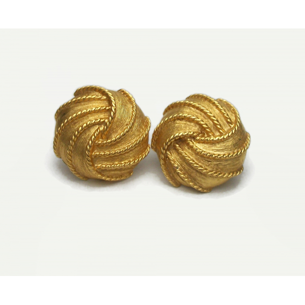 Vintage Napier Gold Clip on Earrings with Adjustable Screws 1 inch Signed