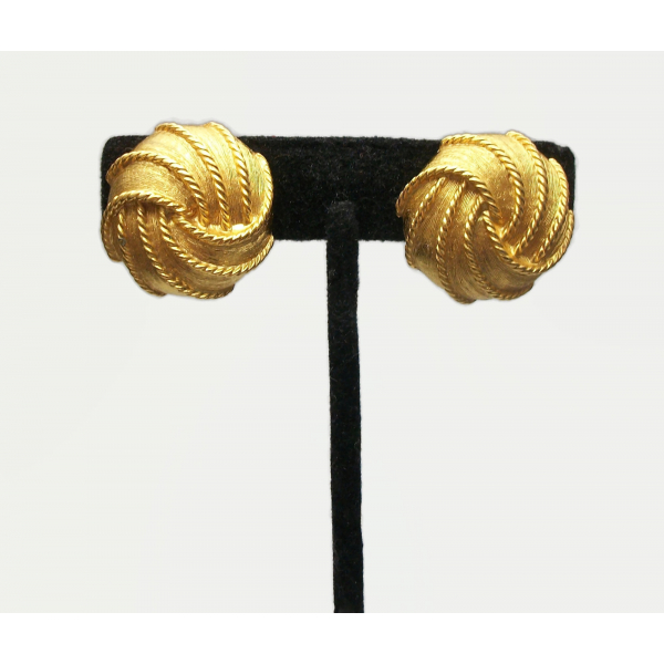 Vintage Signed Napier Gold Earrings Clip ons with Adjustable Screws 1 inch