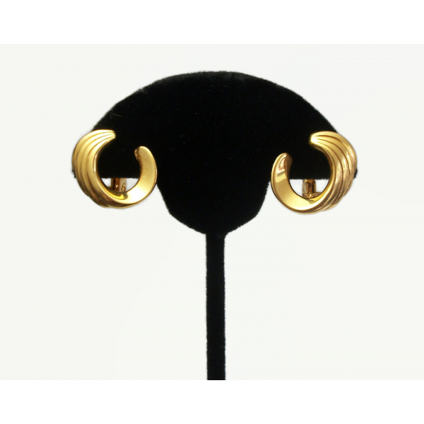 Vintage Monet Gold Swirl Hoop Clip On Earrings