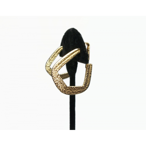 Vintage Gold Hoop Clip on Earrings Unique Shape