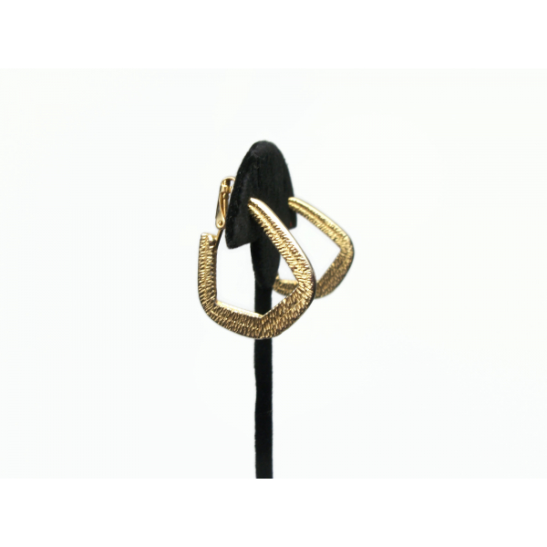Vintage Gold Hoop Clip on Earrings Unique Shape