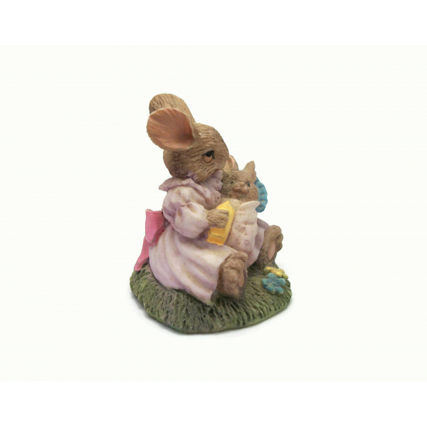 Bunny Rabbit and Baby Figurine Miniature Collectible Anthropomorphized Animals