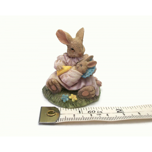 Bunny Rabbit and Baby Figurine Miniature Collectible Anthropomorphized Animals