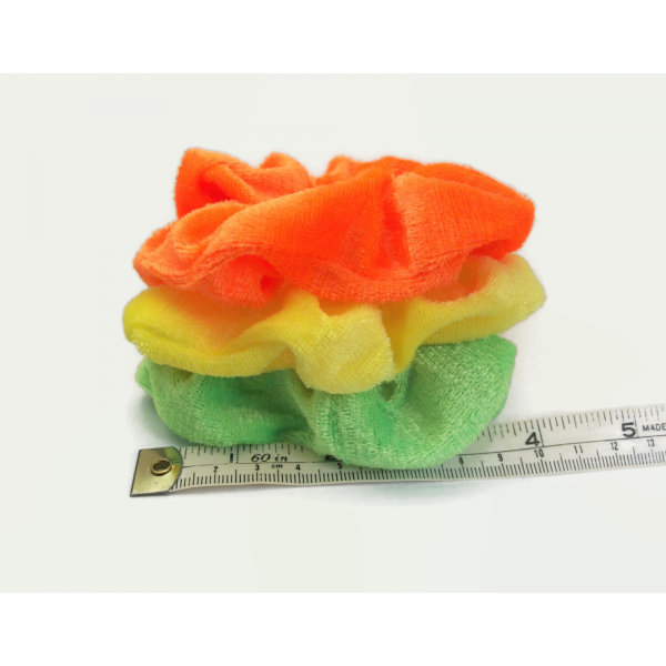 Velvet Hair Scrunchie Set of Three Scrunchies Summer Citrus Orange Yellow Green