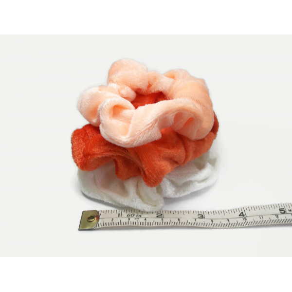 Velvet Hair Scrunchy Set of Three Scrunchies Creamsicle Pack White Peach Orange