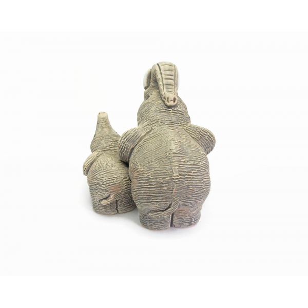 elephant and baby clay figurine miniature by COAD made in Peru