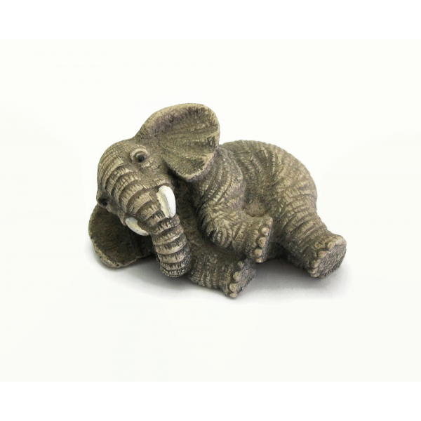 Vintage Elephant Figurine by Chinese Artist Jaimy Relaxing Elephant Lying Down