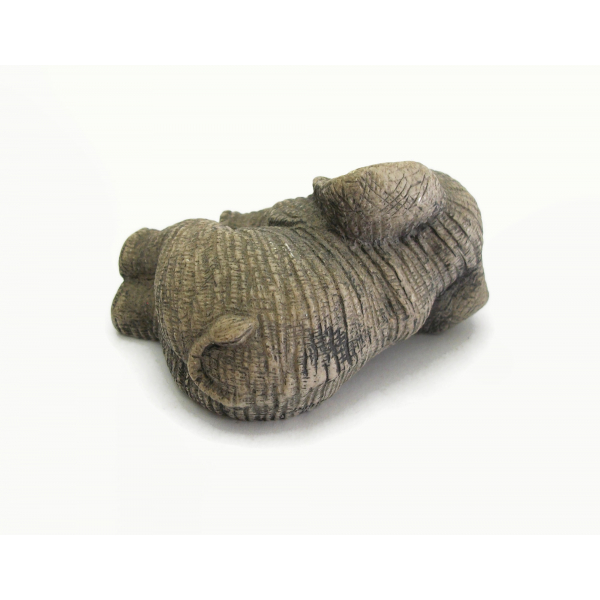 Vintage Elephant Figurine by Chinese Artist Jaimy Relaxing Elephant Lying Down