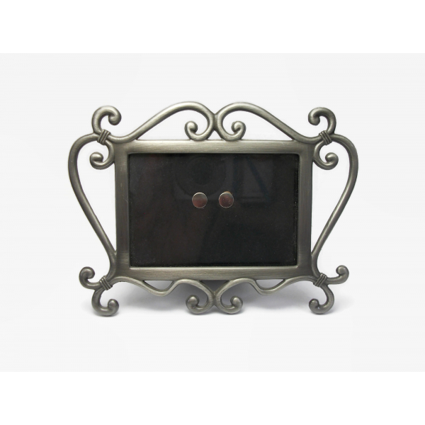 Vintage 3x2 Tabletop Easel Back Picture Frame Pewter with Glass Front