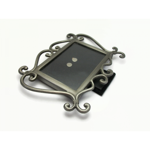 Vintage Pewter Picture Frame for 3"x2" Photo Wallet Size Tabletop Easel Back