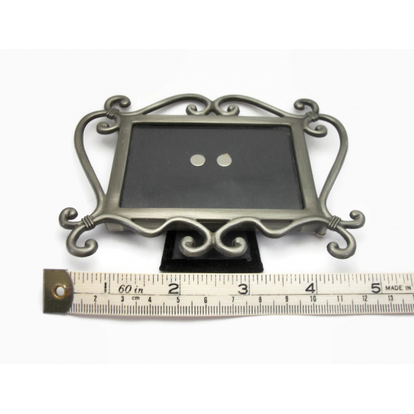 Vintage Pewter Picture Frame for 3"x2" Photo Wallet Size Tabletop Easel Back