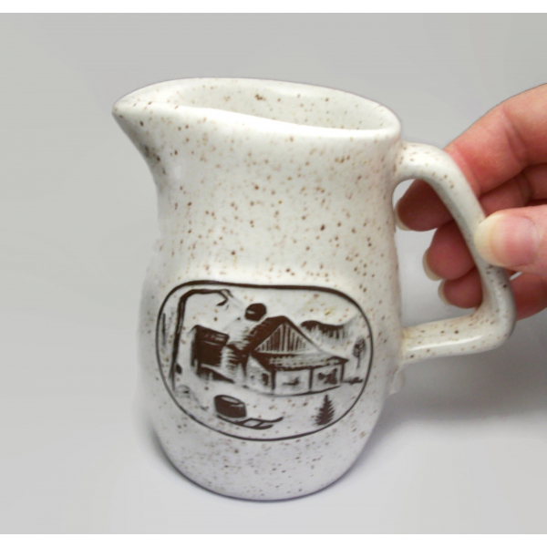 Onion River Pottery Creamer Small Pitcher Brown White Speckled Ceramic Vermont