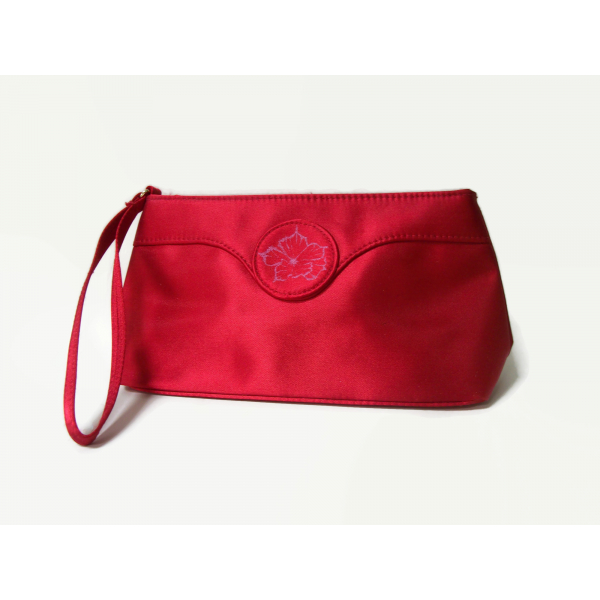 Oscar de la Renta Red Clutch Wristlet Handbag Cosmetics Bag Christmas Purse
