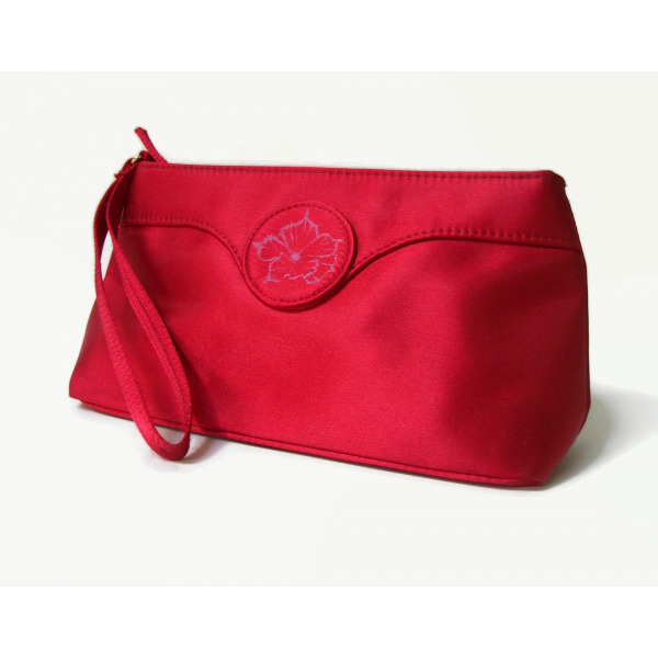 Oscar de la Renta Red Clutch Wristlet Cosmetics Bag Christmas Evening Bag