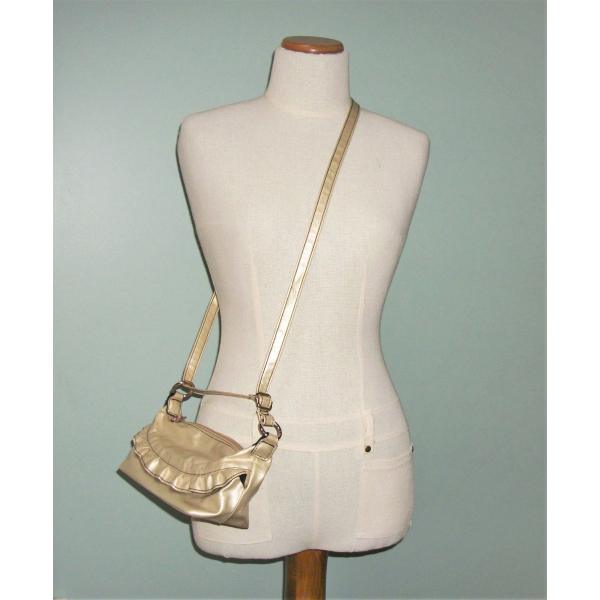 Rosetti Small Gold Purse with Ruffle Shoulder or Crossbody
