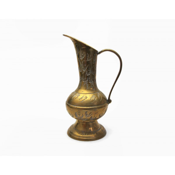 Vintage Miniature Brass Pitcher Ewer Made in India Tarnished 4 inches Tall