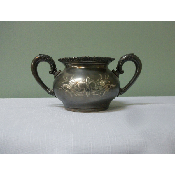 Antique Late 1800s Van Bergh Quadruple Silver Plate Tea Service Set