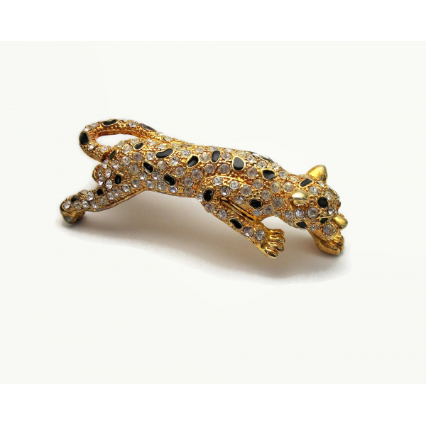 Jungle Cat Leopard Panther Shoulder Brooch Statement Jewelry