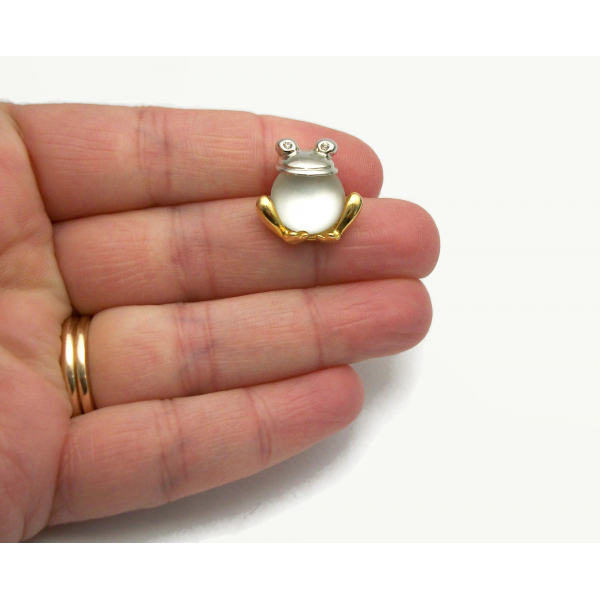 Vintage Clear Moonglow Jelly Belly Frog Pin Tie Tack Small Jewelry Lapel Pin