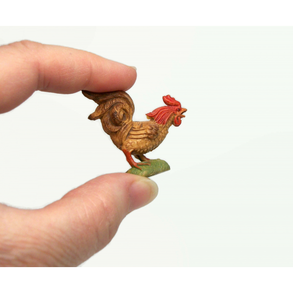 Vintage Miniature Rooster Figurine Made in Italy Tiny Plastic Animal