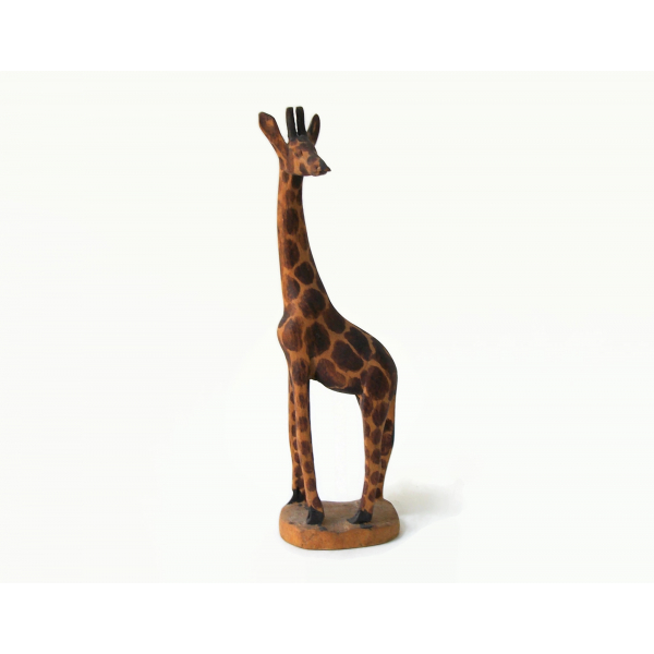 Vintage Hand Carved Wood Giraffe Figurine Statuette Sculpture Made in Africa 8"