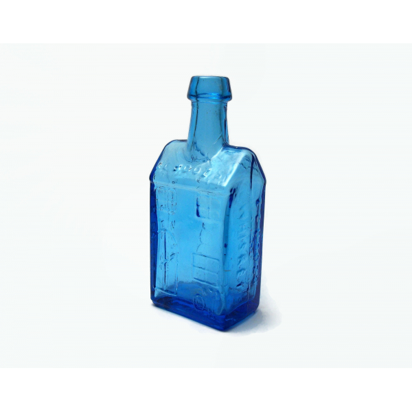 Vintage Wheaton NJ Blue Miniature 3 inch Bottle 1970s Miniature House Shaped