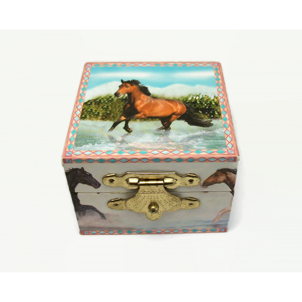 Horse Themed Ring Box Small Trinket by with Mirror Enchantmints Water Run 2006