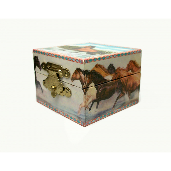 Wild Horses Trinket Box Ring Box with Mirror and Satin Cushion 2006 Enchantmints