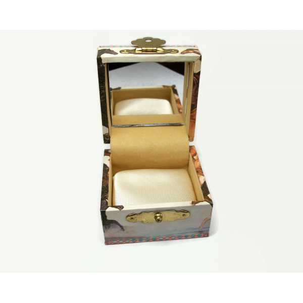 Horse Motif Ring Box Trinket Box by Enchantmints "Water Run" Mirror Satin Pillow