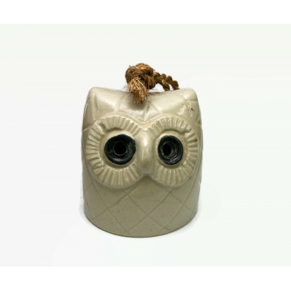 Vintage Ceramic Owl Shaped Bell Pottery Owl Sculpture Figurine Owl Shaped Bell
