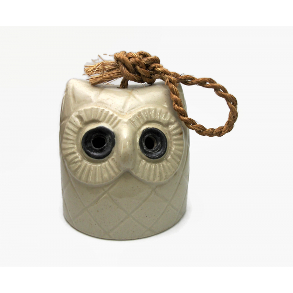 Vintage Ceramic Pottery Owl Bell Owl Shaped Sculpture Bell