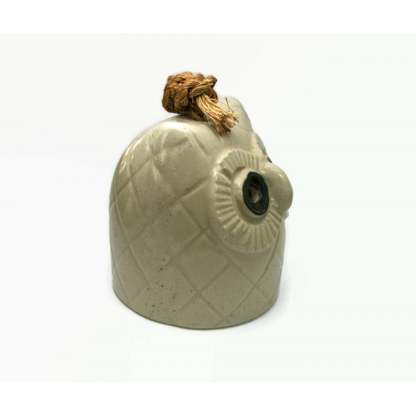 Vintage Ceramic Owl Shaped Bell Pottery Owl Sculpture Bell