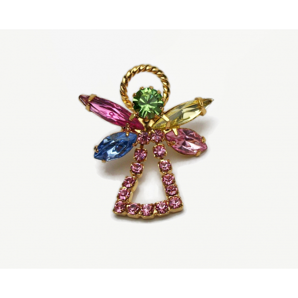 Pink Crystal Angel Pin Lapel Pin Tie Pin October Birthstone Guardian Angel
