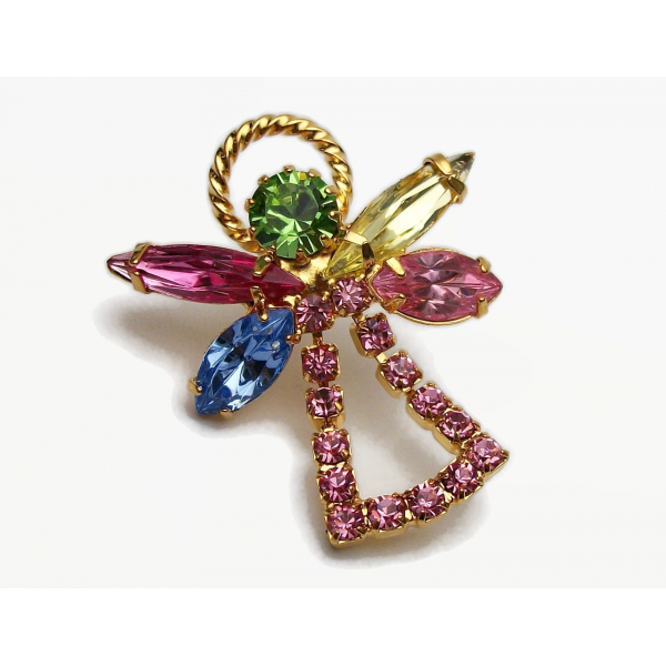 Pink Crystal Angel Pin Lapel Pin Tie Pin October Birthstone Guardian Angel