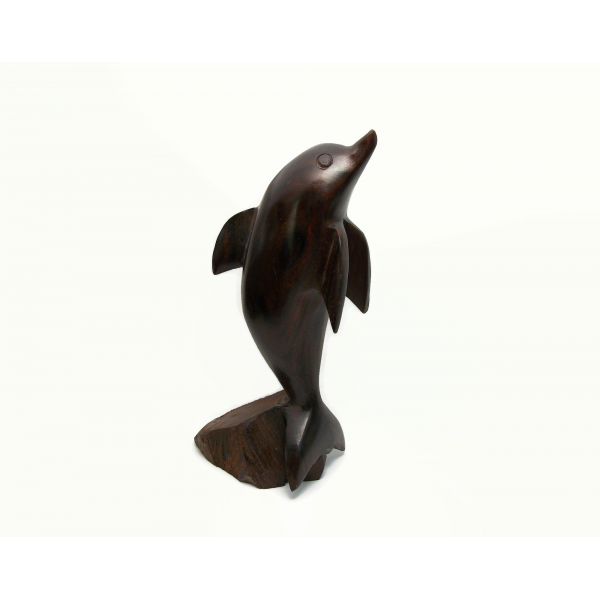 Vintage Ironwood Dophin Sculpture Hand Carved Solid Wood Figurine Beach Decor