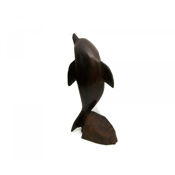 Vintage Ironwood Dophin Figurine Hand Carved Solid Wood Beach Nautical Decor