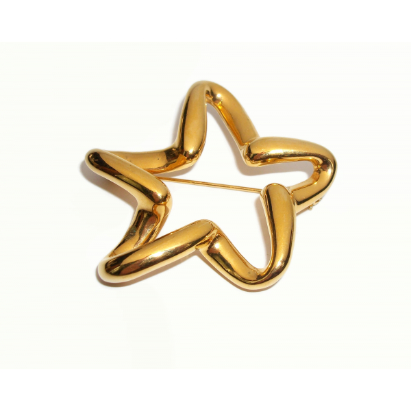 Vintage Gold State Brooch Lapel Pin Signed LR Lady Remington Celestial Jewelry