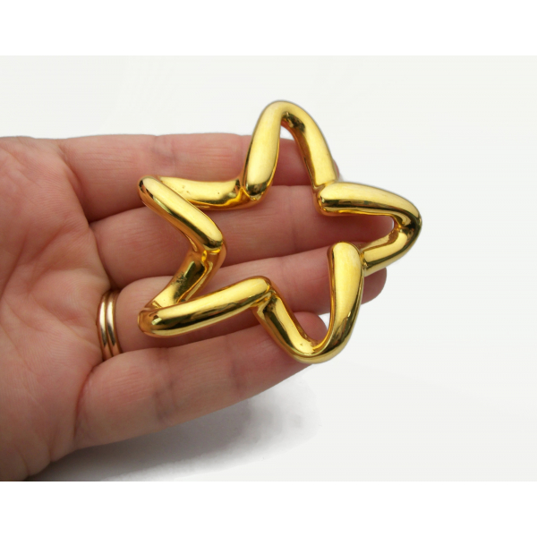 Vintage Gold State Brooch Lapel Pin Signed LR Lady Remington Celestial Jewelry