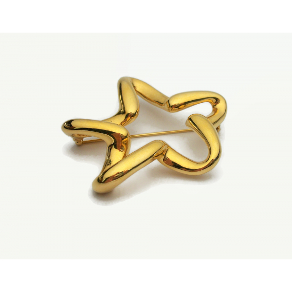 Vintage Gold State Brooch Lapel Pin Signed LR Lady Remington Celestial Jewelry