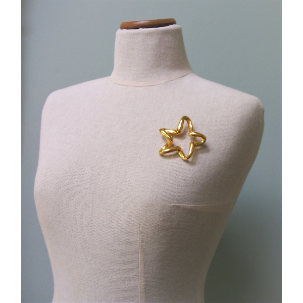 Vintage Gold State Brooch Lapel Pin Signed LR Lady Remington Celestial Jewelry