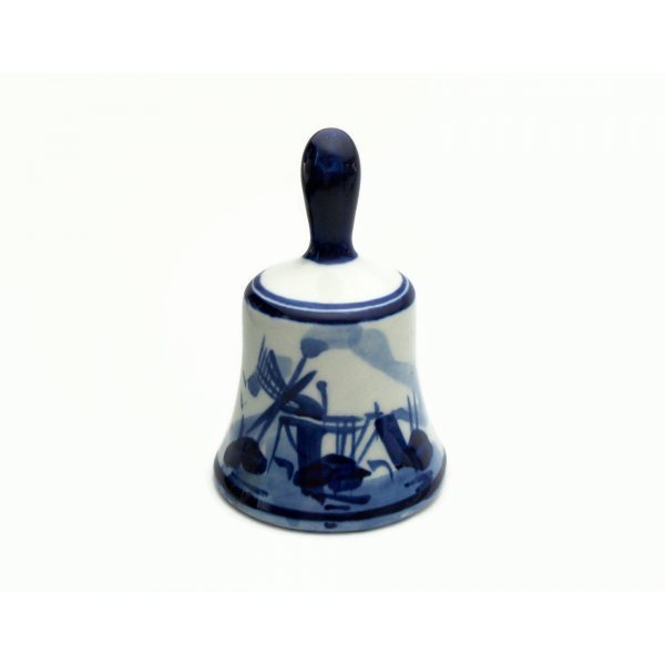 Vintage Delfts Blauw Blue and White Windmill Bell Hand Painted Delft Blue