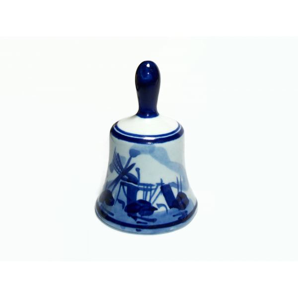 Vintage Delfts Blauw Blue and White Windmill Bell Hand Painted Delft Blue