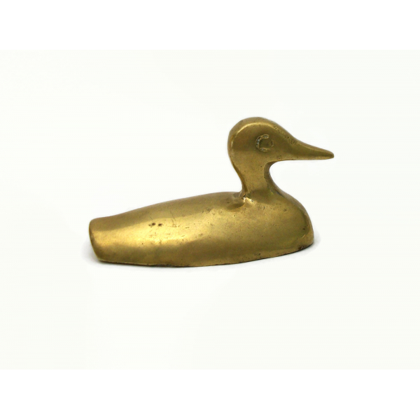 Vintage Small Brass Duck Paperweight Figurine 2.75 inch